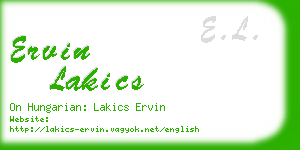 ervin lakics business card